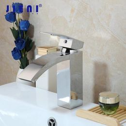 Bathroom Sink Faucets JIENI RU Chrome Brass Basin Faucet Single Handle Vessel Hole Mixer Tap Counter