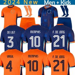 24 25 Netherlands Football Shirt MEMPHIS European HoLLAnd Soccer Jersey Dutch Men Kids Kits Home Away FDE JONG JONG VIRGIL DUMFRIES BERGVIJN Shirt XAVI GAKPO Sets