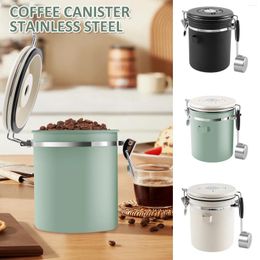 Storage Bottles Coffee Canister 1.5L Beans Container With Date Double Airtight 304 Stainless Steel Spoon For