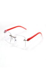 Unisex Rimless Transparent Glasses Fashion Women Men Clear Glass Glasses Myopia Optical Prescription Glasses Frame Red Blue6701021
