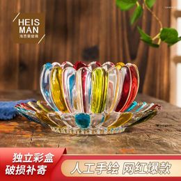 Bowls Withered Creative Lotus Bowl Set Lace Bird's Nest Glass Household Breakfast Artificial Painted Wholesale