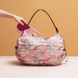 Storage Bags Eco-Friendly Reusable Big Folding Shopping Bag Fashion Portable Nylon Large Shoulder Handbags Women Foldable Print