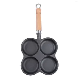 Pans 1pc Universal Induction Furnace Gas Four Hole Fried Egg Non-stick Pan Non Stick Frying (Black)