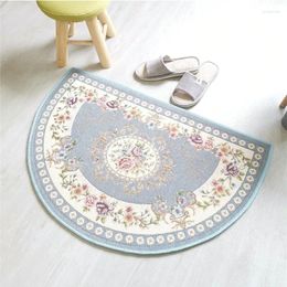 Carpets European-Style Jacquard Half Round Carpet Semi-Circular Doormat Non-Slip Foot Pad Living Room Bedroom Bedside Hallway Oval Rugs