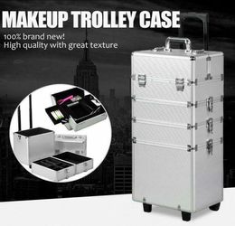 4 in1 Professional Aluminium Rolling Makeup Train Case Wheel Cosmetic Box Drawer3430166