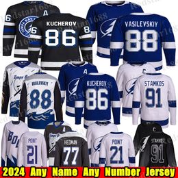 #91 Steven Stamkos Tampa Bay Hokey Forması #86 Nikita Kucherov Andrei Vasilevskiy Brayden Point Victor Hedman Brandon Hagel Cirelli Matt Dumba Lightning Formaları