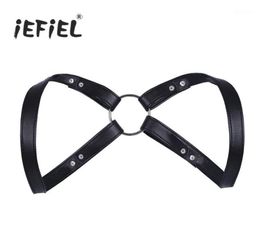 iEFiEL Brand Fashion Sexy Men Lingerie Faux Leather Adjustable Body Chest Harness Bondage Costume with Press Buttons11198269