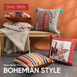 Pillow 1PC 45x45cm Moroccan Ethnic Style Cover Chenille Print Pattern Living Room Sofa Pillowcase For Home Decor Nuan Series