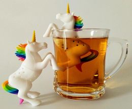 Silicone Creative Filter Loose Unicorn ShaLeaf Herbal Spice Filter Tea Bag Food Grade Tea Infuser Strainers Diffuse9852208