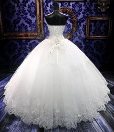 Dresses High Quality Real Po Bling Bling Crystal Wedding Dresses Back Bandage Tulle Appliques FloorLength Ball Gown Wedding Gowns297C