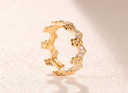 18K Yellow gold Wedding Ring Original Box for Flower Crown 925 Sterling Silver rings Women Wedding Gift Ring sets8071736