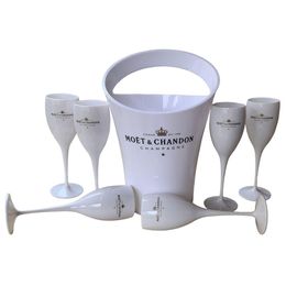Ice Buckets And Coolers 6 Cups 1 Bucket Wine Glass 3000Ml Acrylic Goblets Champagne Glasses Bar Party Bottle Cooler Drop Delivery Home Otz78