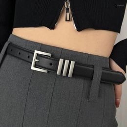 Belts 2024 Women Simple Belt Pu Leather Square Buckle Pin Jeans Black Chic Fancy Vintage Strap Female