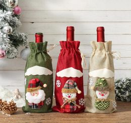 Creative Cartoon Christmas Gift Linen Wine Bottle Cover Bags Holder New Year Christmas Decorations For Home Party Dinner Table Dec1764505