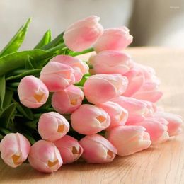 Decorative Flowers Artificial Garden Tulips Real Touch Tulip Bouquet Decor Mariage For Home Wedding Bridal Decorations Fake