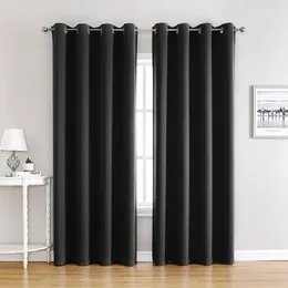 Curtain 1 Panel 42 Inches Wide By 64 Long Solid Thermal Insulated Grommet Blackout Curtains For Bedroom Window Black