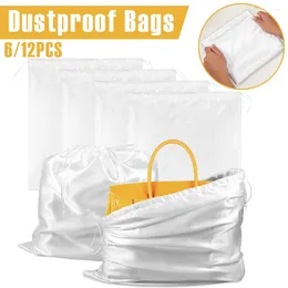 Storage Bags 6/12Pc Portable Drawstring Bag Soft Breathable Dustproof Multipurpose Travel Pouch Reusable 50x45cm White Cloth