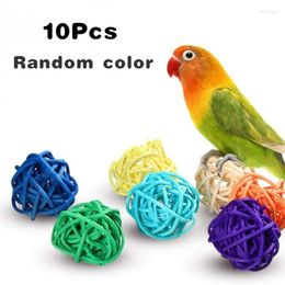 Other Bird Supplies 10Pcs Pet Rattan Ball Toy Parrot Chew Toys For Budgies Hamsters DIY Craft Decoration Random Colour