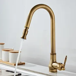 Kitchen Faucets Antique Bronze Pull Out Cold Sink Swivel 360 Degree Water Faucet Mixer Down Taps