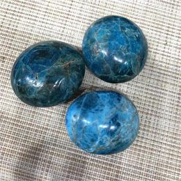 Decorative Figurines Natural Hand Carved Crystal Quartz Blue Apatite Palm Healing Stones For Decorations