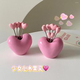 Forks Love Fruit Fork A Set Of Stainless Steel Household Sticks Children's Cute Dessert Cake Dim Sum