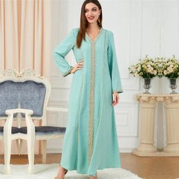 Ethnic Clothing Fashion Muslim Women Maxi Dress Dubai Turkey Kaftan Print Islamic Jalabiya Eid Ramadan Evening Party Gown Caftan Robe Arabic