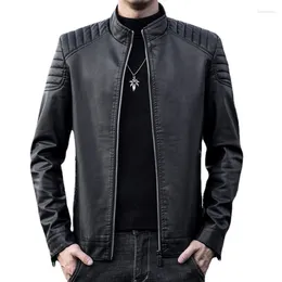 Men's Jackets Men Slim 2024 PU Leather Jacket Motorcycle Biker Spring Autumn Black Blue Outdoor Outwear Coats 4XL Plus Size Tops