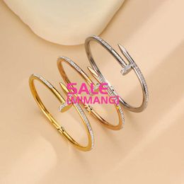 Designer Cartres Bracelet Kajia Band Full Diamond Trendy Stainless Steel Fashion 18k gold Nail Open RFLM