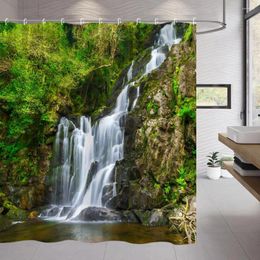 Shower Curtains Modern Scenic Curtain Rainforest Waterfalls River Mountain Nature Scenery Forest Outdoor Polyester Fabric Bathroom Decor