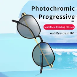 Sunglasses Pochromic Progressive Reading Glasses Computer Readers No Line For Far And Near Dual-use Presbyopia Eyeglasses Women