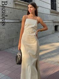 Casual Dresses 2024 Bazaleas Store Women's Trf Midi Strap Dress Slim Split Girl Elegant Backless Party Official