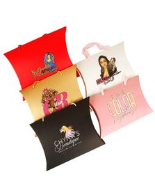 Custom Logo Women Human Virgin Hair Extensions Bundles Paper Pillow Boxes Customizable hair packaging packing boxes3457226