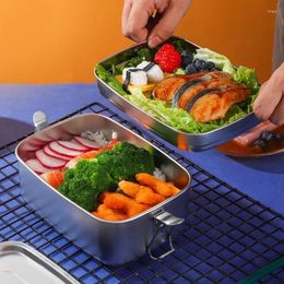 Dinnerware Container Sandwich Bento Stainless Steel For Kids Adults 2 Layers Lunch Box School Office Kitchen Sealed Storage