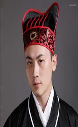 Berets Adult Men Ancient Hat Chinese Traditional Headdress Hanfu Yellow Red Vintage Cosplay Outfit For5308010