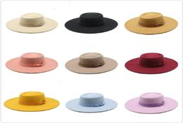 Vintage Wool Felt Jazz Fedora Hats Men Women Dress Wide Brim Panama Trilby Gentleman Formal Cap Black Yellow Red Pink Hat1678761