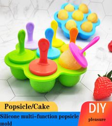 Multipurpose popsicle Moulds summer silicone 7hole popsicl Colourful diy ice cream tray creative cake dedicated mold2091744