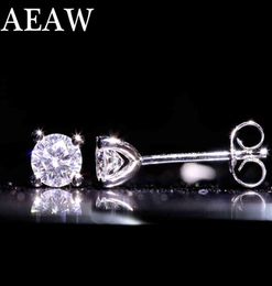 AEAW Moissanite Earrings F 5mm 1ctw Diamond Stud Earrings Solid 14K white gold Classic Lab Diamond 4 Prong Earrings for Women 21036488115