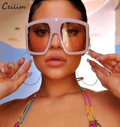 2020 Newest Design Big Frame Oversized Sunglasses Women Large Flat Top Sun Glasses Trendy Square Gradient Shades8397907