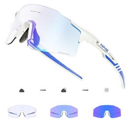 Pochromic Red or Blue Bike Cycling Sunglasses Sports Man Cycling Glasses MTB Glasses Eyewear Outdoor Bicycle Goggles 240510