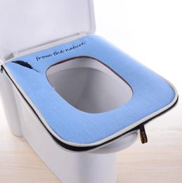 Toilet Seat Cushion Household Four Seasons Universal Linen Square Toilet Set Zipper Universal European Style Toilet Handle Cover6714295