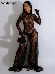 Women's Jumpsuits Rompers year Fashion Mesh S Though Embrodiery Sexy Party Club Jumpsuit Women One Piece Suit Playsuits Rompers Birthday Overalls T240510