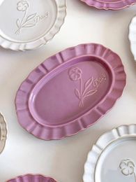 Plates Nordic Instagram Creative Ceramic Bright Rose Dining Plate Home Specially Beautiful Disc Breakfast