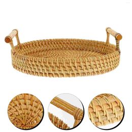 Dinnerware Sets Tray Home Accents Decor Rattan Woven Basket Desktop Storage Drinks Household Snack Beech Hand Baskets