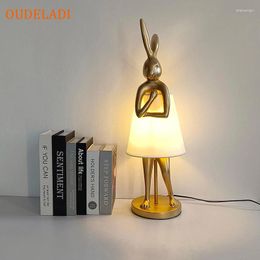 Table Lamps Resin For Living Room Decoration Apron Animal Desk Lamp Home Decor LED Light Designer Bedside