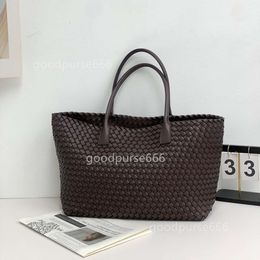 Tote Bags Double Bveneta One Large Totes 2024 New Lady Sided Woven Bag Women's Leather BottegVenet Shoulder Handbag Classic Cabat Capacity Shopping Basket LKJ4