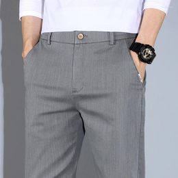 Men's Pants Men Designer Classic Office Business Male Elastic Thin Cotton Cultivate One's Moral Character Straight Formal Trouser