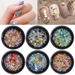 10pcs Natural Cracked Turquoise Acrylic Ring 3D Charm Nail Art Decoration Rhinestones DIY Salon Nail Decals Tools Colored Stone