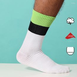 Men's Socks SOX&Co. Green And Black Block Sports White Tube Casual Thin Tide
