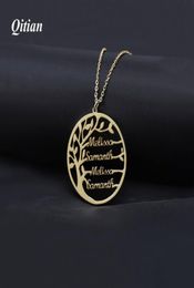 Statement Family Tree Charm Necklace For Women Customised Name Pendant Gold Colour Stainless Steel Personalised Jewellery Men Christm9115981