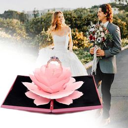 Jewelry Pouches 3 Style 3D Rose Diamond-shaped Box Ring Necklace Pendant Storage Case Valentine Wedding Marriage Proposal Gift Holder